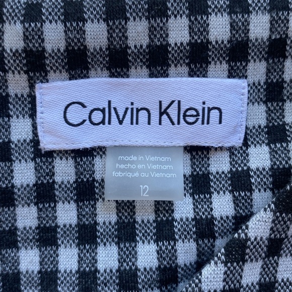 Calvin Klein black-and-white checkered belted dress size 12 - Picture 6 of 6